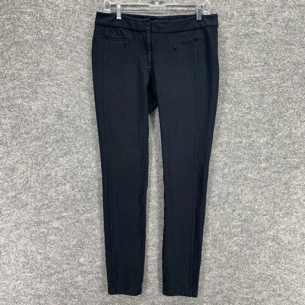 Ann Taylor Dress Pants Women 8 Black Skinny Pleated Low-Rise Zip Pockets